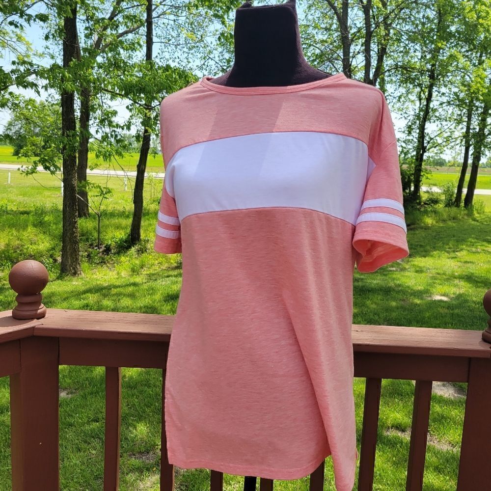 Bofell Womens Tshirts Short Sleeve Summer Tops Color Block, sz Med